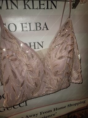 Embellished Blush Beaded Crop Top By DB Studio